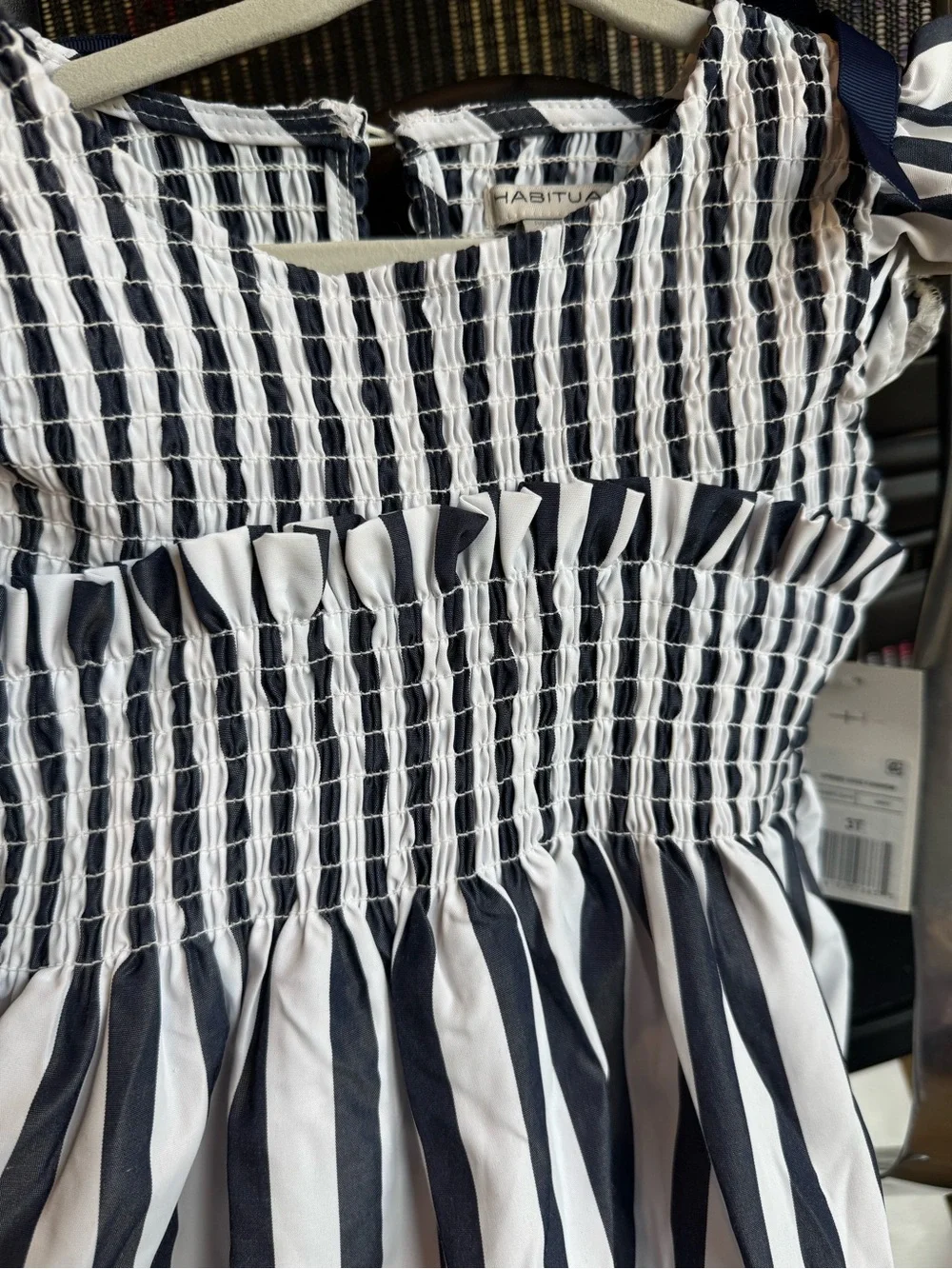 Habitual girls Smocked Striped Navy & White Girls Dress